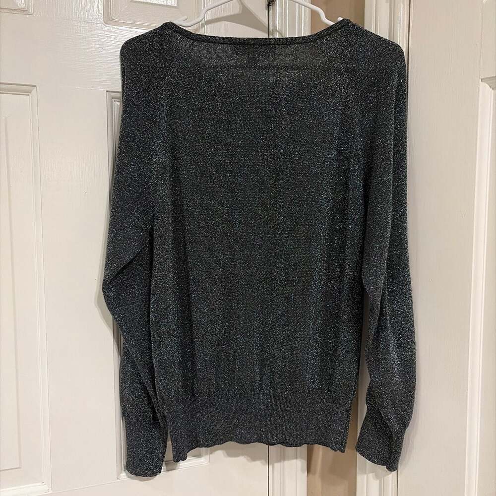 MICHAEL Michael Kors Women Black Metallic Button Sleeve Sweater Size M - Picture 2 of 6